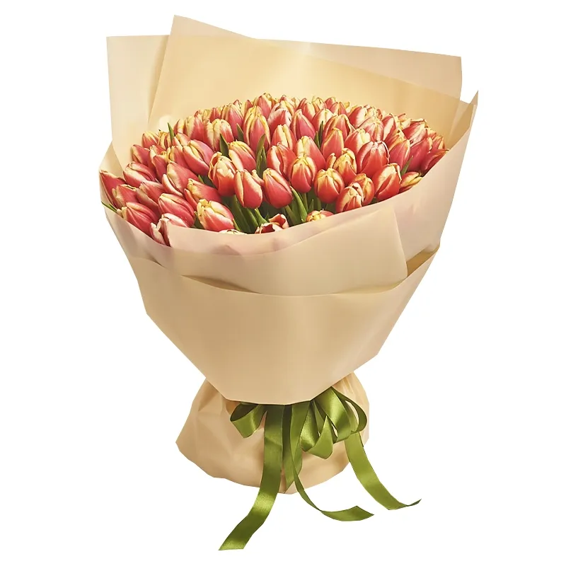 Букет из 101 красно-желтого тюльпана