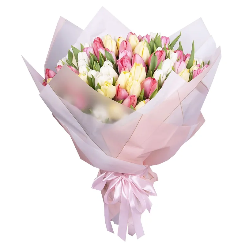 Букет из 101 микс тюльпана