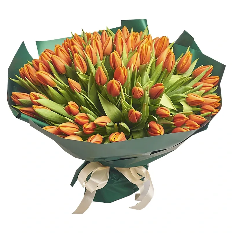 Букет из 101 оранжевого тюльпана