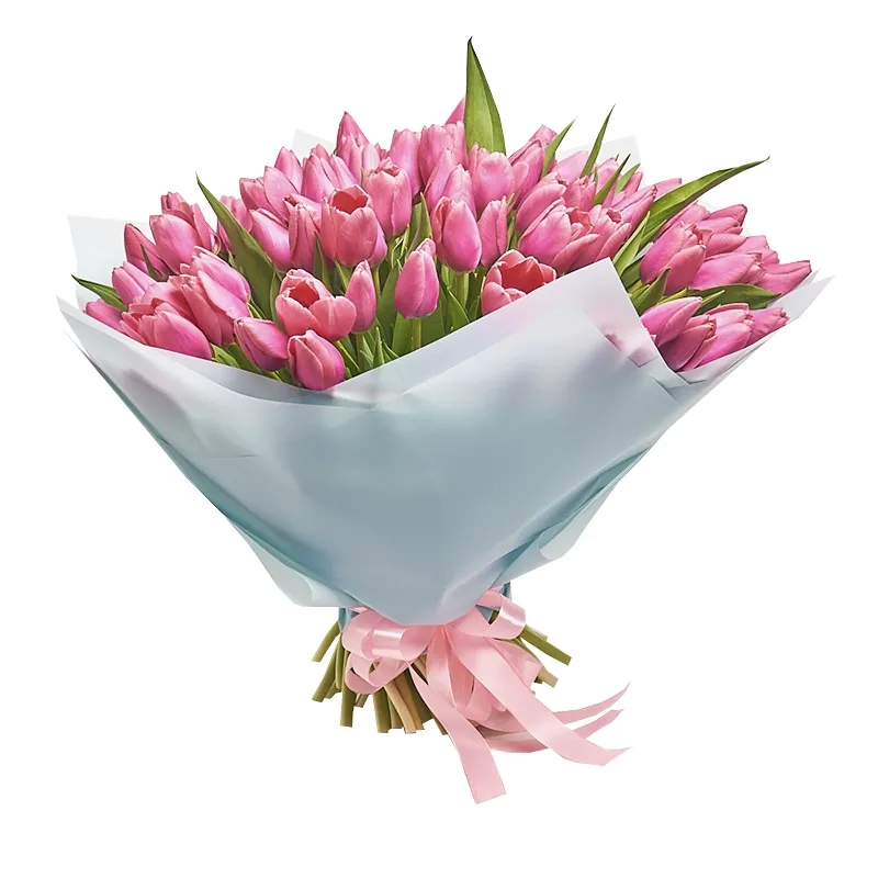 Букет из 101 розового тюльпана