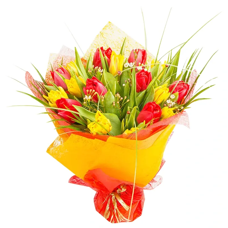 Букет из 25 пионовидных тюльпанов микс