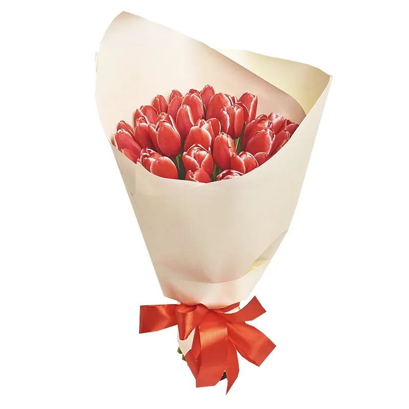 Букет из 35 тюльпанов в крафте