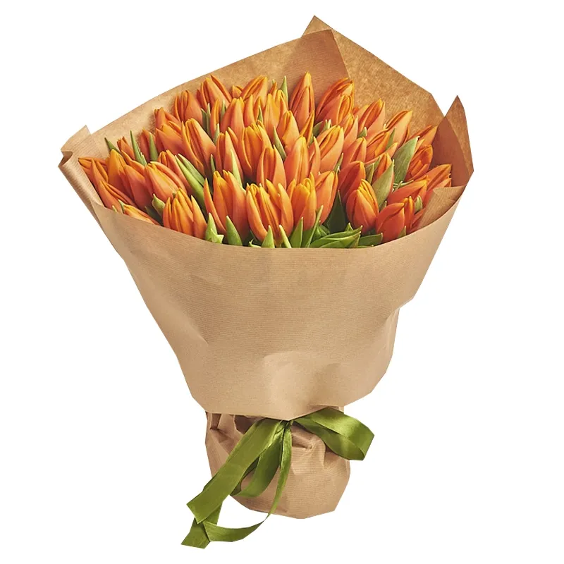 Букет из 51 оранжевого тюльпана