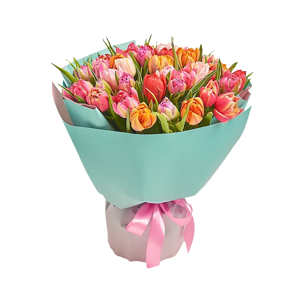 Букет из 51 пионовидного тюльпана