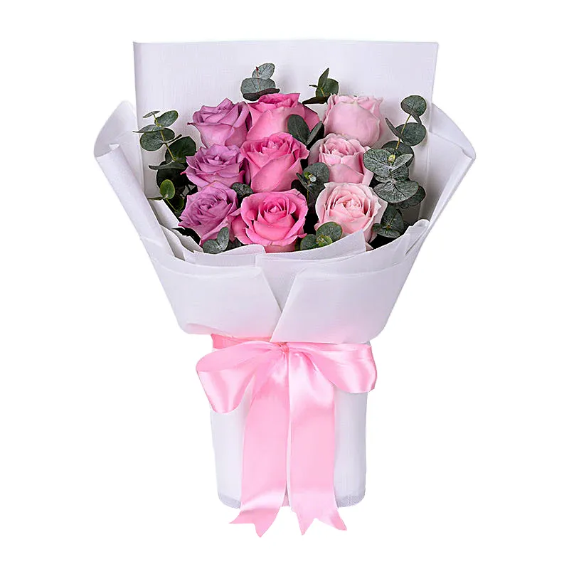 Букет из 9 разноцветных роз