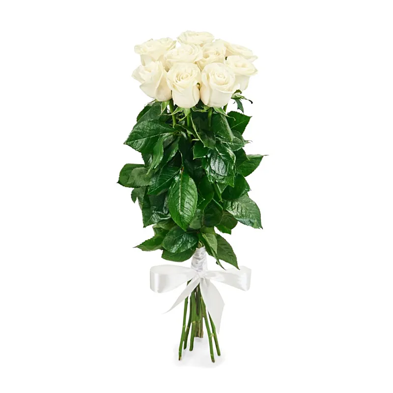 Букет из 9 высоких белых роз