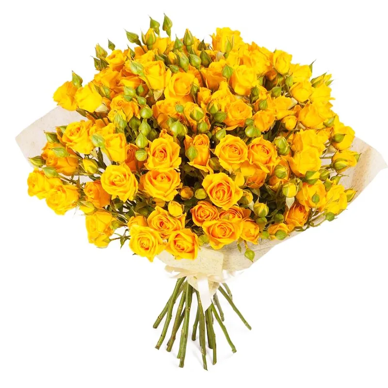 Букет из 15 желтых кустовых роз