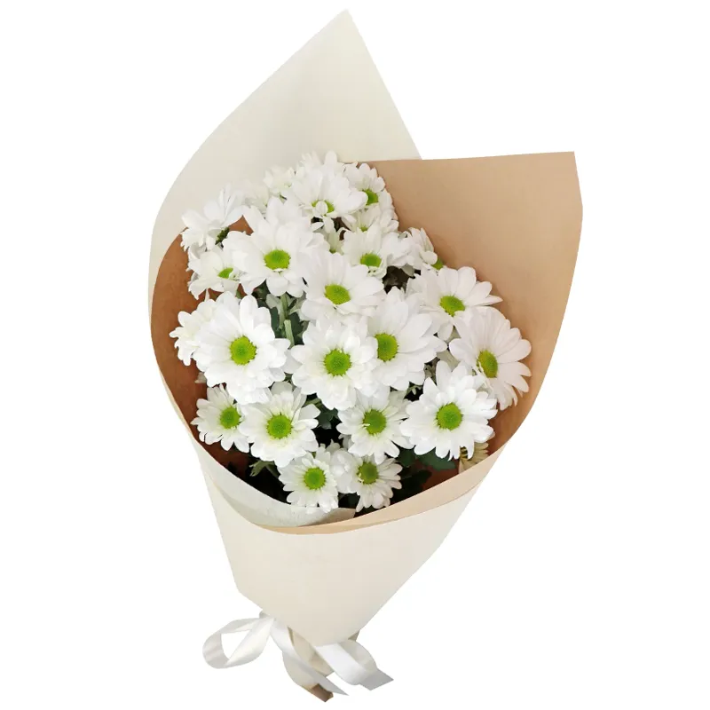 Букет из 5 белых хризантем