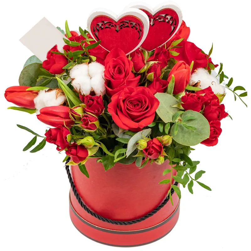 Цветы в коробке «Огонь сердца»