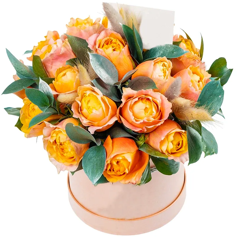 Цветы в коробке «Поцелуй роз»