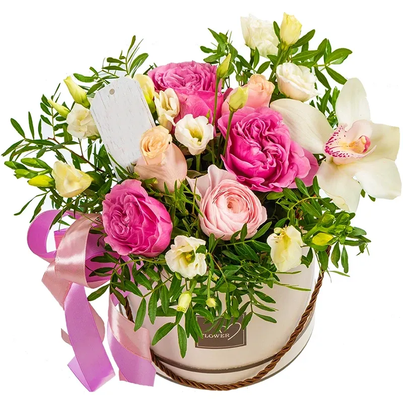 Цветы в коробке «Стильный акцент»